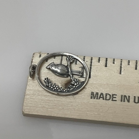 James Avery Bird Charm Sterling Silver Retired Songbird Branch Pendant 1" - Picture 6 of 7